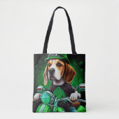 Hond Beagle rijdt op fiets St. Patrick's Day Tote Bag (Voorkant)