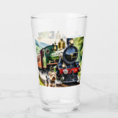 Hond begroet stoomtrein glas (Achterkant)