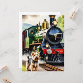 Hond begroet stoomtrein kaart (Voorkant / Achterkant in situ)