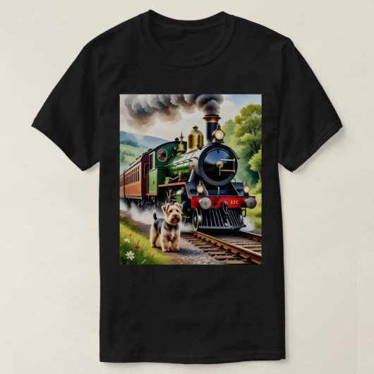 Hond begroet stoomtrein t-shirt (Design voorkant)