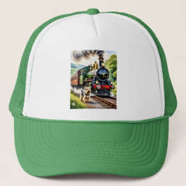 Hond begroet stoomtrein trucker pet