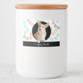 Hond behandelt geïllustreerde schattige botten met voedselcontainer etiket (Voorkant)