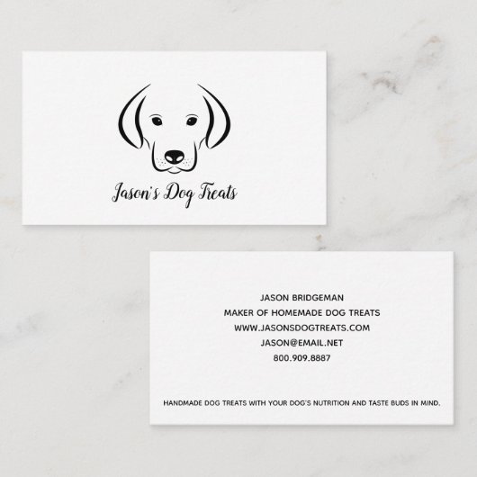 Hond behandelt voedselmaker visitekaartje (Voorkant / Achterkant)