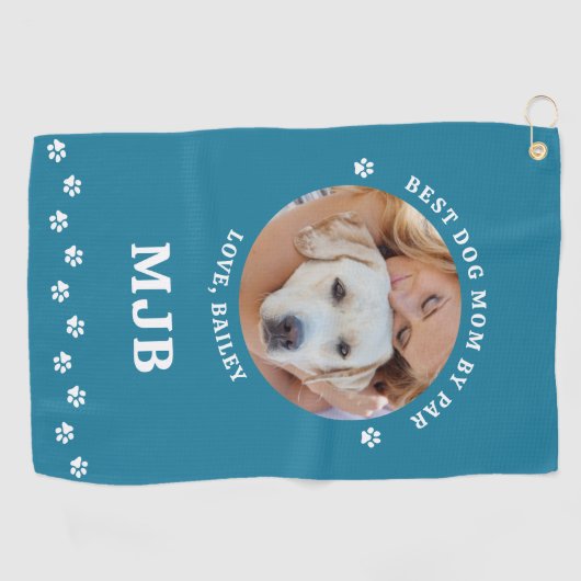 HOND Beste MAM Door Par Gepersonaliseerde Pet Foto Golfhanddoek (Horizontaal)