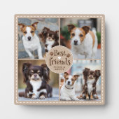Hond BESTE VRIENDEN 4 Foto's Pawprints Custom Fotoplaat (Voorkant)