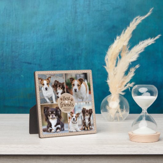 Hond BESTE VRIENDEN 4 Foto's Pawprints Custom Fotoplaat (Insitu)