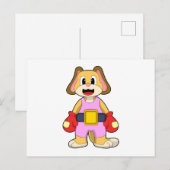 Hond bij boksen met boks handschoenen briefkaart (Voorkant / Achterkant)