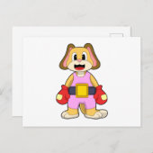 Hond bij boksen met boks handschoenen briefkaart (Voorkant / Achterkant)