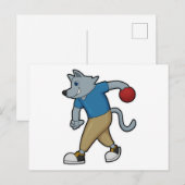 Hond bij bowlen met bowlingbal briefkaart (Voorkant / Achterkant)