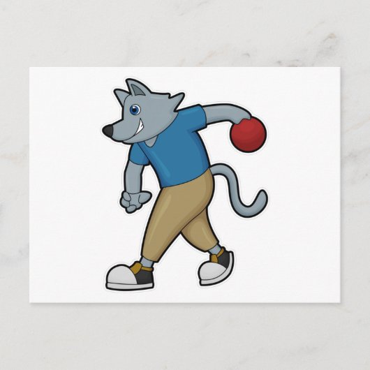 Hond bij bowlen met bowlingbal briefkaart (Voorkant)