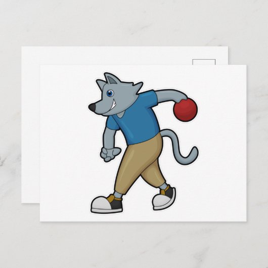 Hond bij Bowling met Bowling-bal Briefkaart (Voorkant / Achterkant)