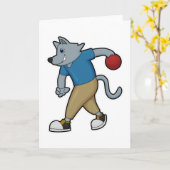 Hond bij Bowling met Bowling-bal Kaart (Gele Bloem)