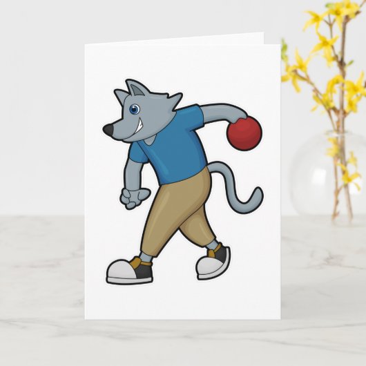 Hond bij Bowling met Bowling-bal Kaart (Gele Bloem)