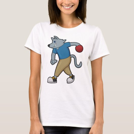 Hond bij Bowling met Bowling-bal T-shirt (Voorkant)