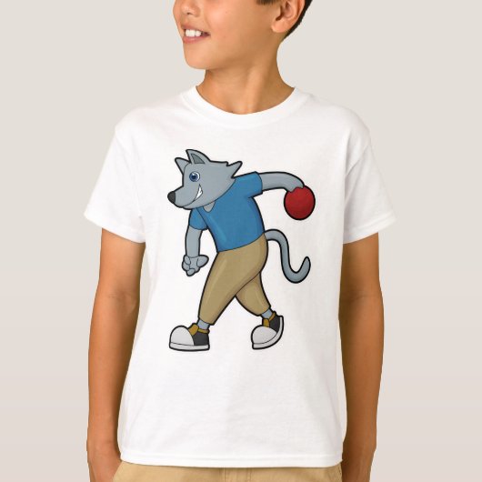 Hond bij Bowling met Bowling-bal T-shirt (Voorkant)