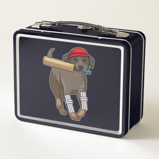 Hond bij Cricket met cricket bat (Achterkant)