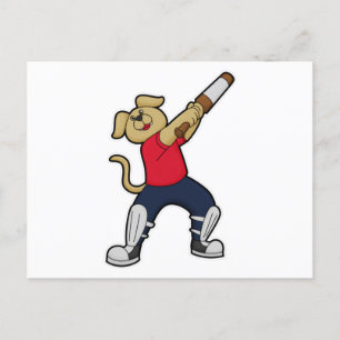 Hond bij Cricket met cricket bat Briefkaart