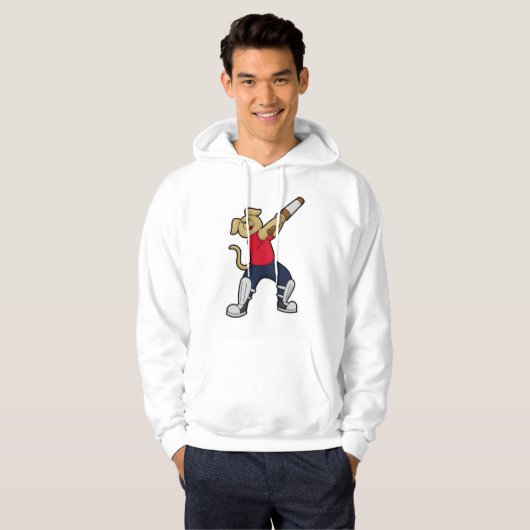 Hond bij Cricket met cricket bat Hoodie (Voorkant volledig)