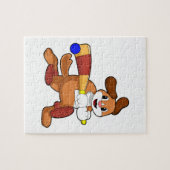 Hond bij Cricket met cricket bat Legpuzzel (Horizontaal)