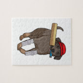Hond bij Cricket met cricket bat Legpuzzel (Horizontaal)