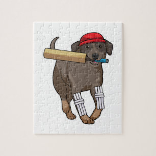 Hond bij Cricket met cricket bat Legpuzzel