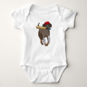 Hond bij Cricket met cricket bat Romper (Voorkant)