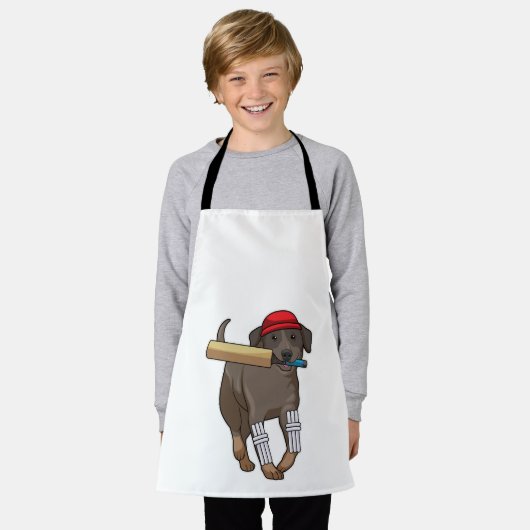 Hond bij Cricket met cricket bat Schort (Gedragen)