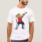 Hond bij Cricket met cricket bat T-shirt (Voorkant)