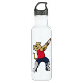 Hond bij Cricket met cricket bat Waterfles (Voorkant)