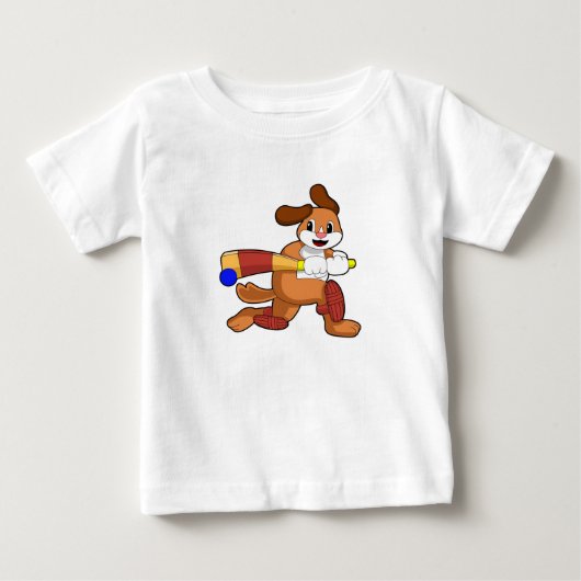 Hond bij cricket met cricketbat (Voorkant)