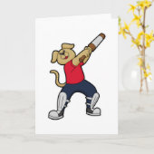 Hond bij Cricket met cricketbat Kaart (Gele Bloem)