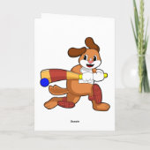 Hond bij cricket met cricketbat kaart (Achterkant)