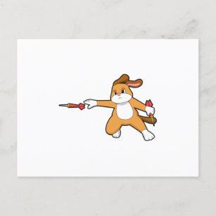 Hond bij Darts met Dart.PNG Briefkaart