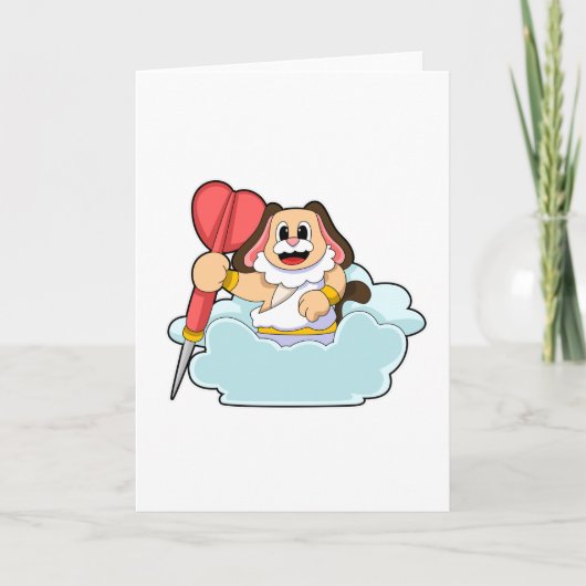 Hond bij Darts met Pijl Kaart (Voorkant)