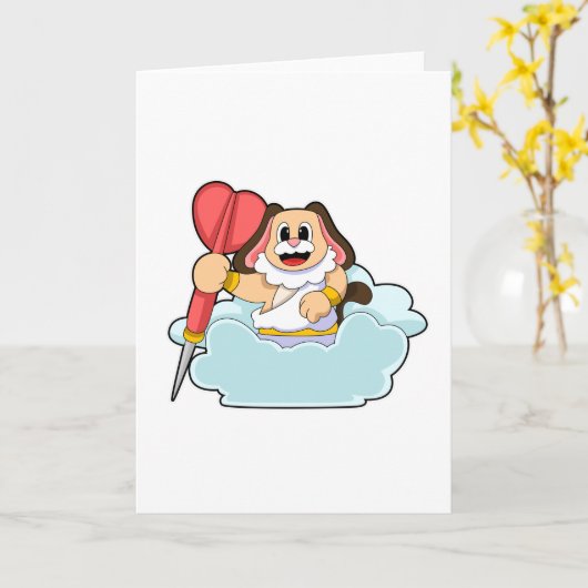 Hond bij Darts met Pijl Kaart (Gele Bloem)