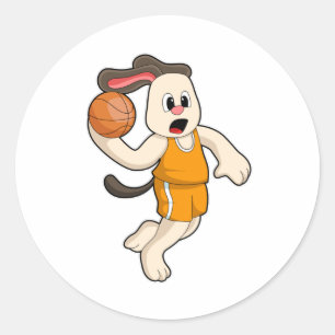 Hond bij de Basketball Sports Ronde Sticker