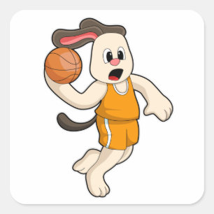 Hond bij de Basketball Sports Vierkante Sticker