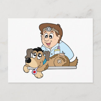 Hond bij dierenarts briefkaart
