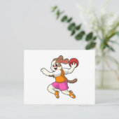 Hond bij handbalspeler met handbal briefkaart (Staand voorkant)