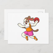 Hond bij handbalspeler met handbal briefkaart (Voorkant / Achterkant)