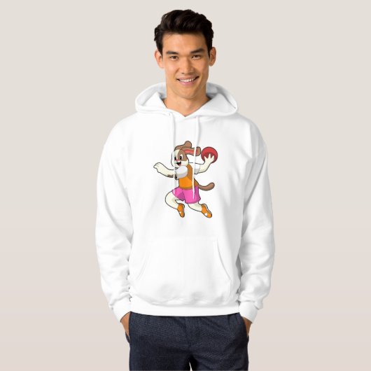 Hond bij Handbalspeler met handbal Hoodie (Voorkant volledig)