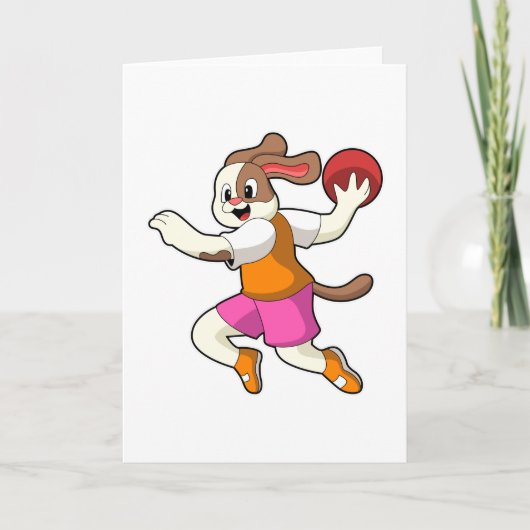 Hond bij handbalspeler met handbal kaart (Voorkant)