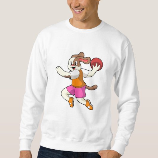Hond bij Handbalspeler met handbal Trui (Voorkant)