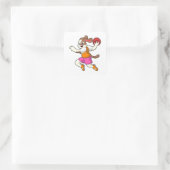 Hond bij Handbalspeler met handbal Vierkante Sticker (Tas)