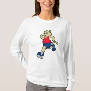 Hond bij het runnen met bril t-shirt