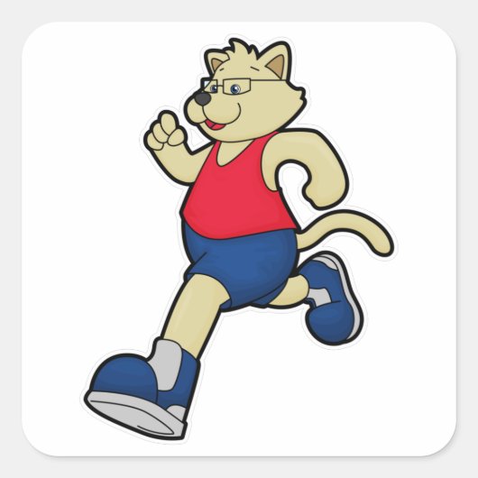 Hond bij het runnen met bril vierkante sticker (Voorkant)