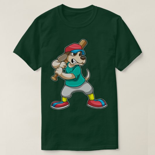 Hond bij honkbal met honkbalknuppel 1 t-shirt (Design voorkant)