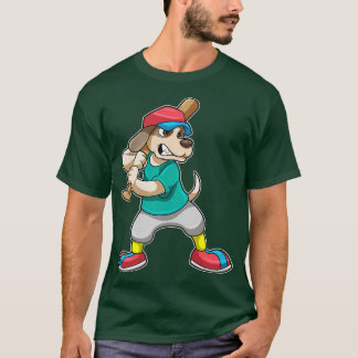 Hond bij honkbal met honkbalknuppel 1 t-shirt