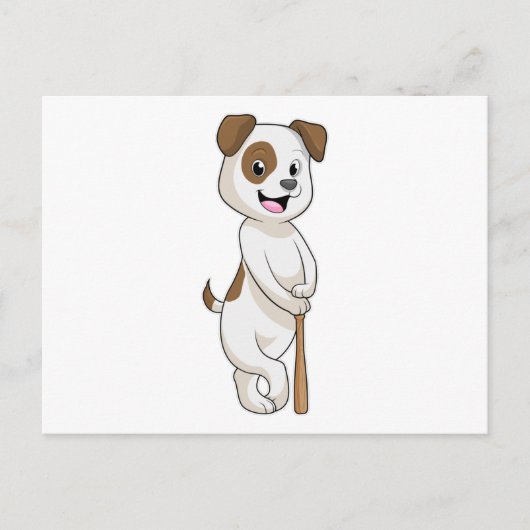 Hond bij honkbal met honkbalknuppel briefkaart (Voorkant)