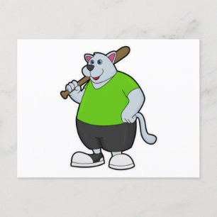 Hond bij honkbal met honkbalknuppel briefkaart